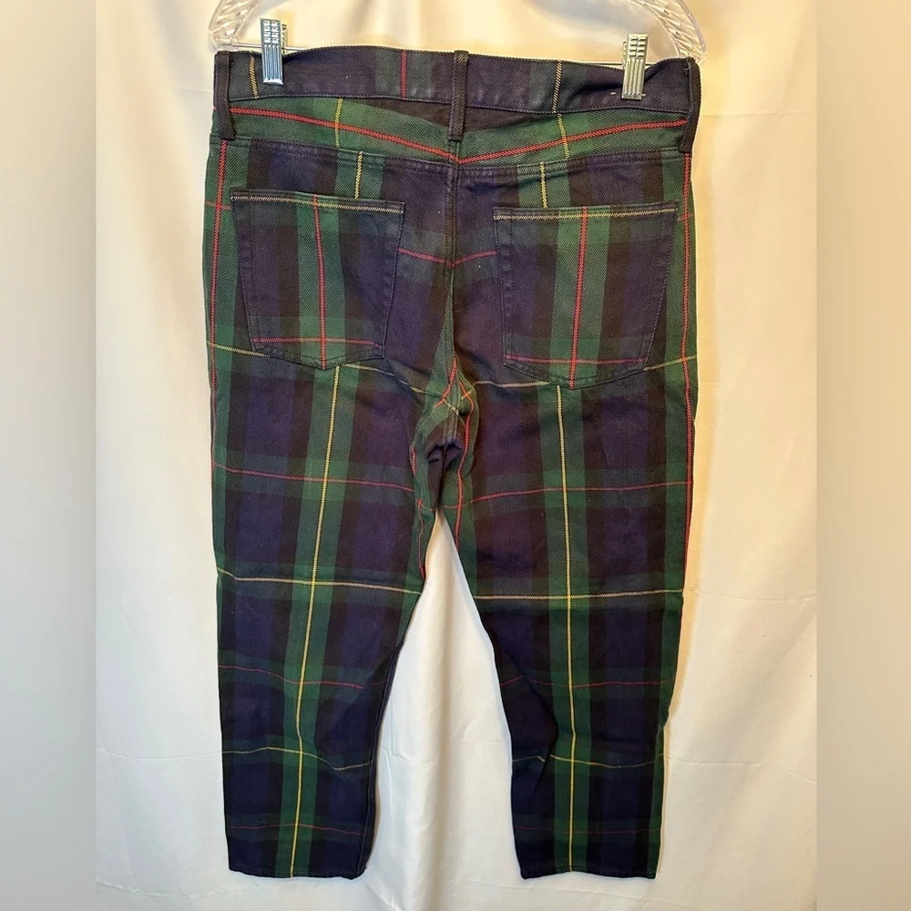 J. Crew Size 31x30 Classic Straight Tartan Plaid Jeans‎ Men’s Green Blue Plaid